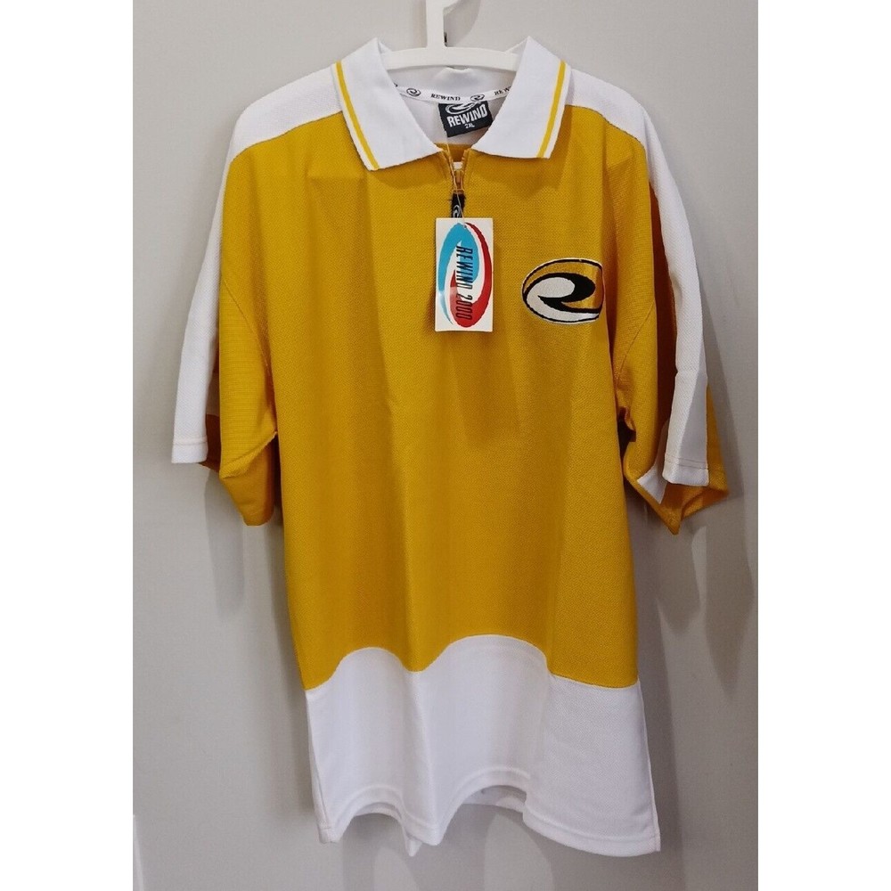 Rewind 2000 Zip Up Yellow Polo Shirt 2XL NWT